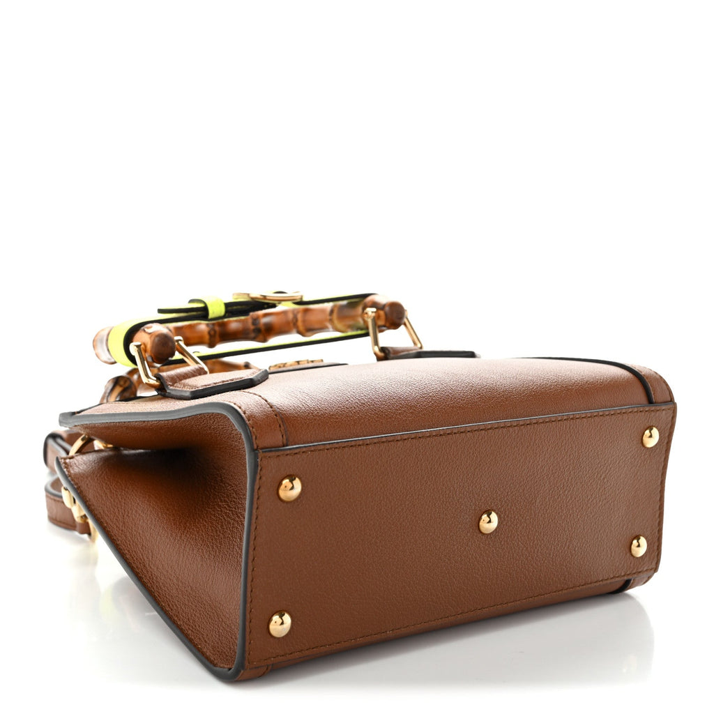 Wonka Grain Calfskin Mini Diana Tote Bag Cuir Yellow Fluo