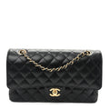 Caviar Quilted Medium Double Flap Black