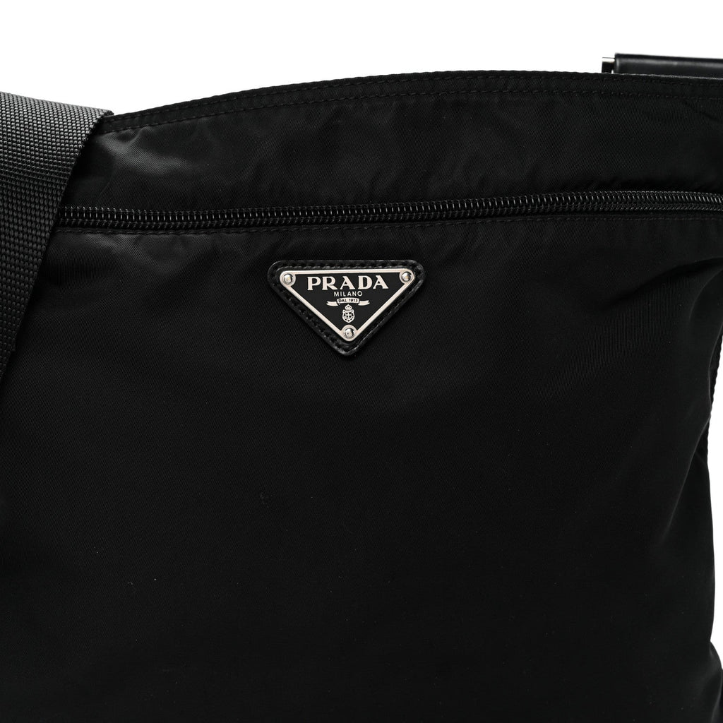 Nylon Vela Flat Messenger Bag Black