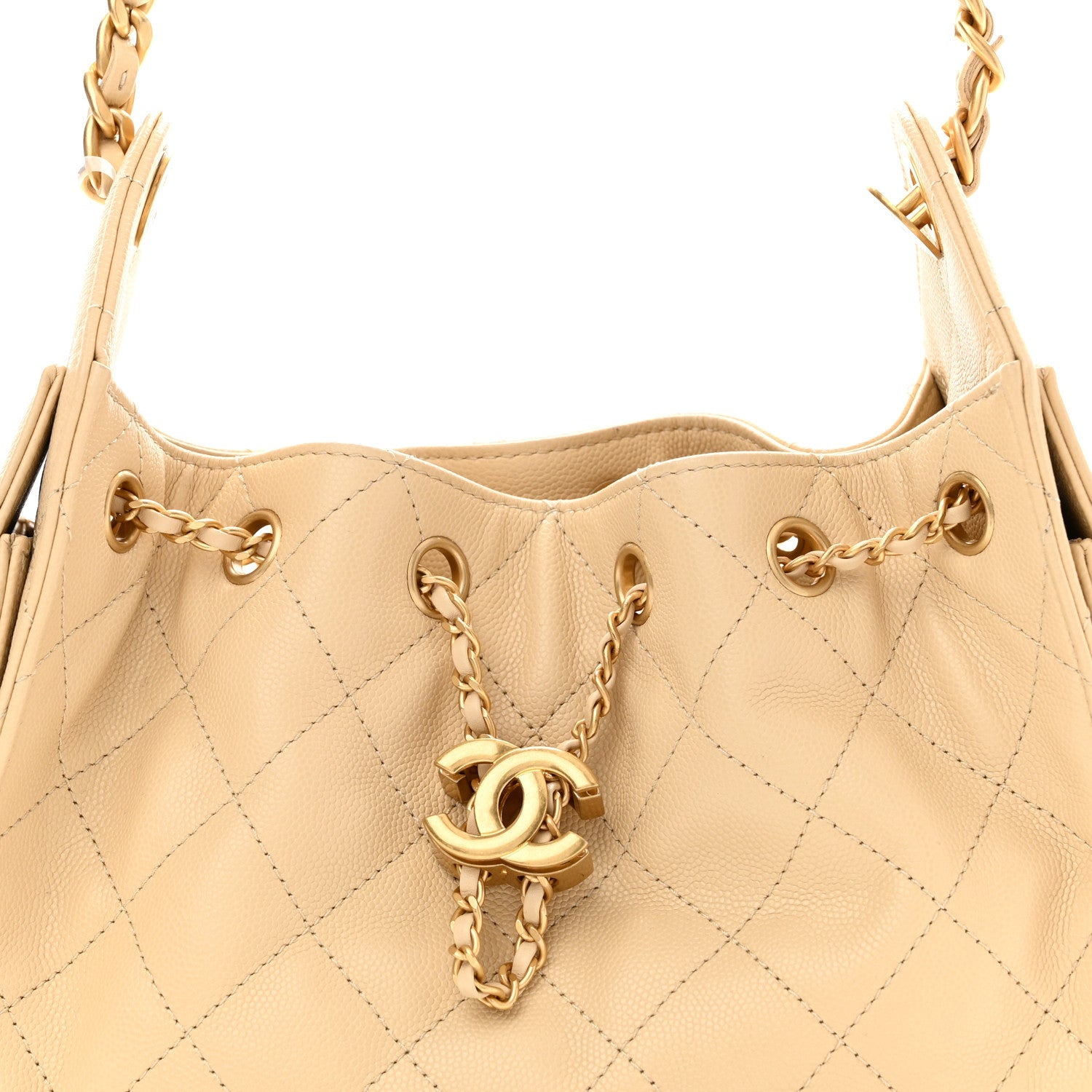 Caviar Quilted Mini Chanel 25 Handbag Beige