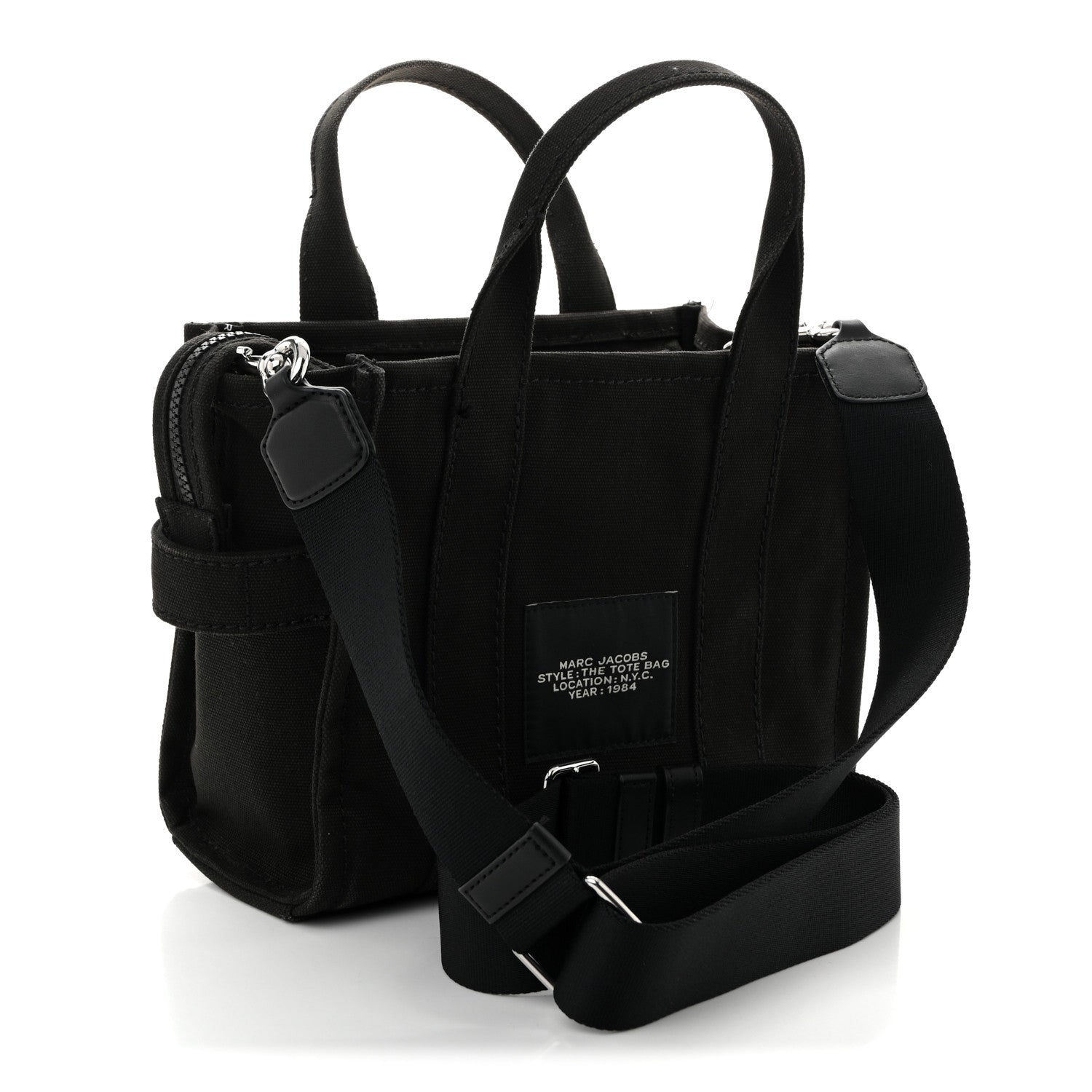 Cotton Canvas Small The Traveler Tote Bag Black