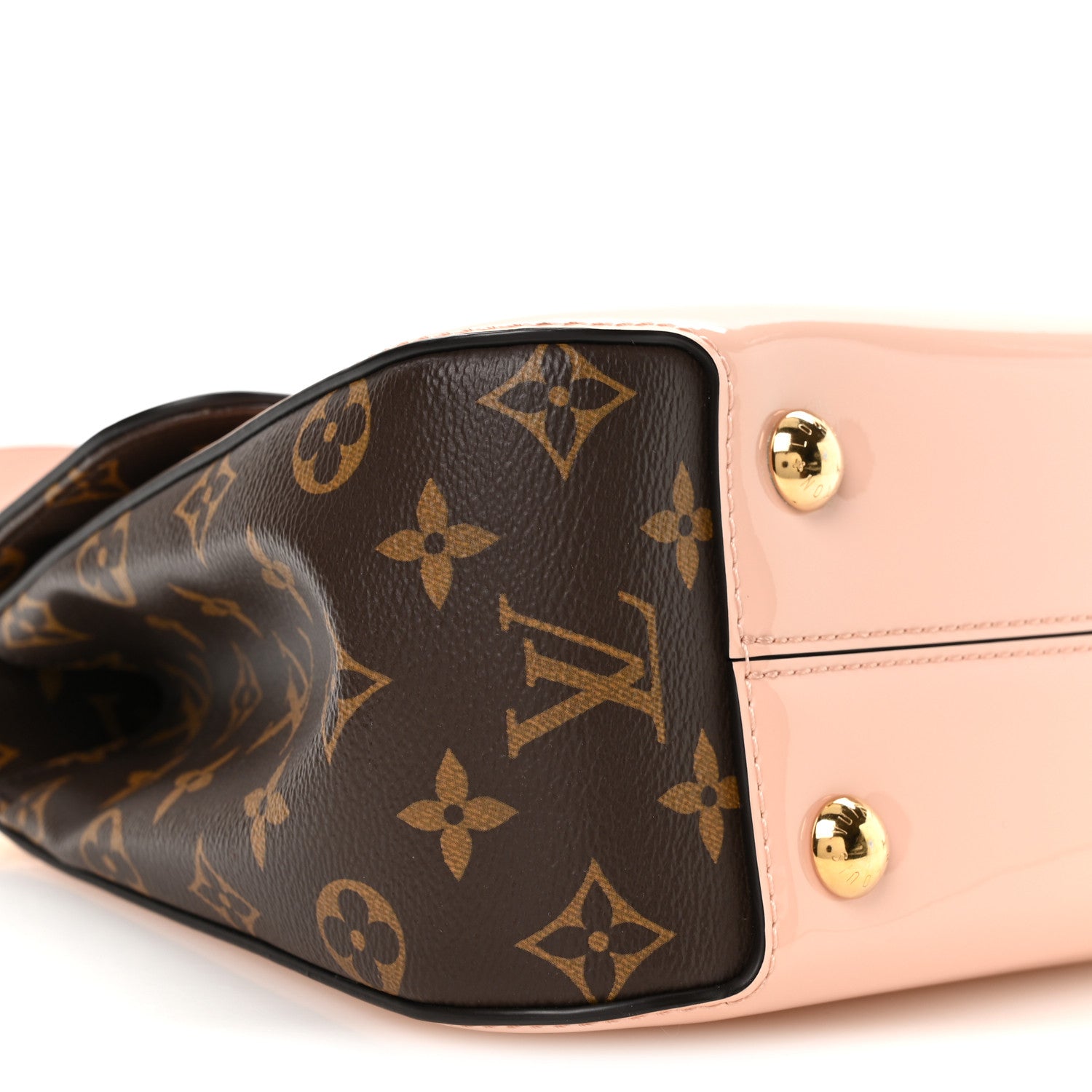 Patent Calfskin Monogram Cherrywood PM Rose Ballerine