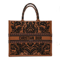 Calfskin Cornely-Effect Embroidery Large Book Tote Brown Black