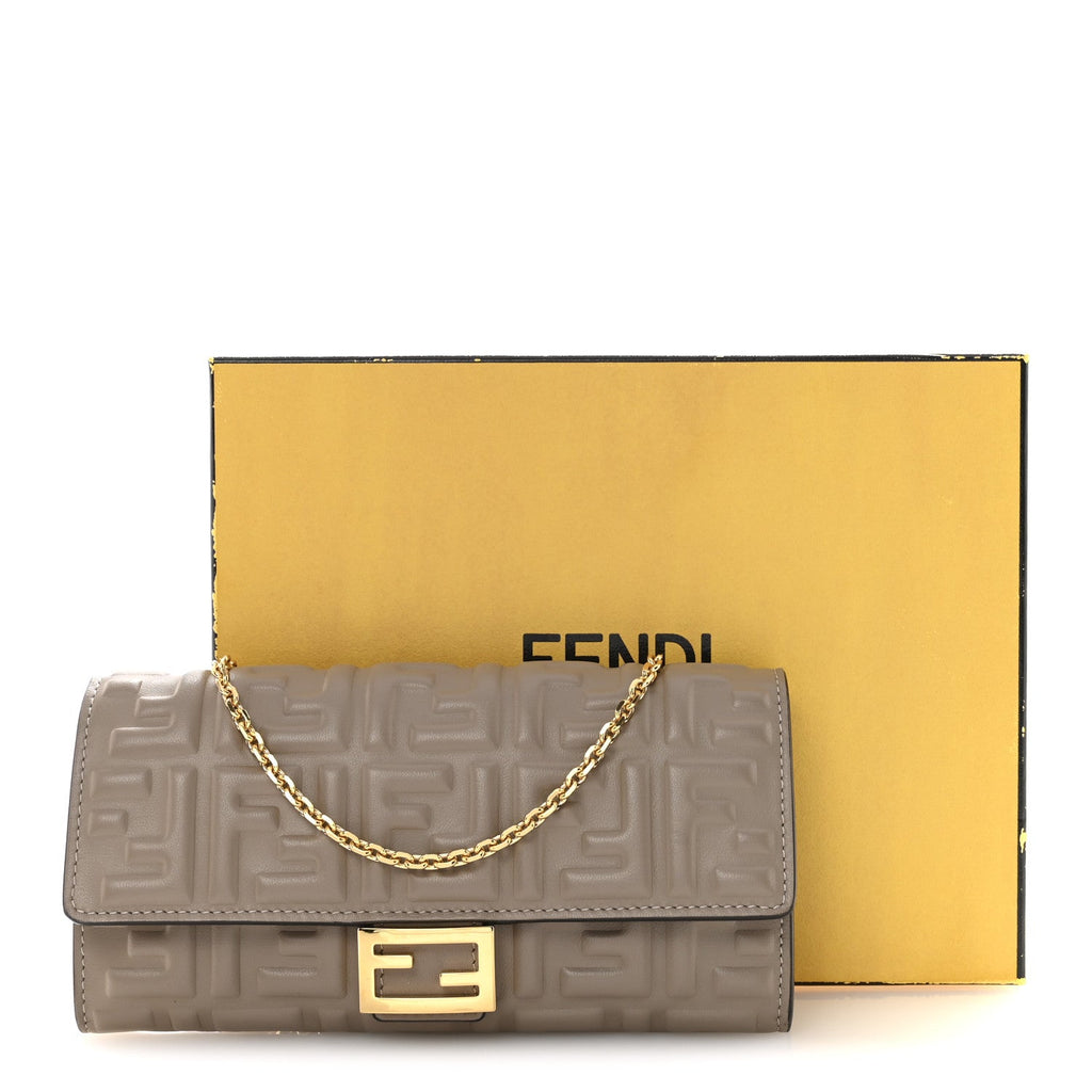 Nappa Matisse FF Embossed Continental Wallet On Chain Tortora