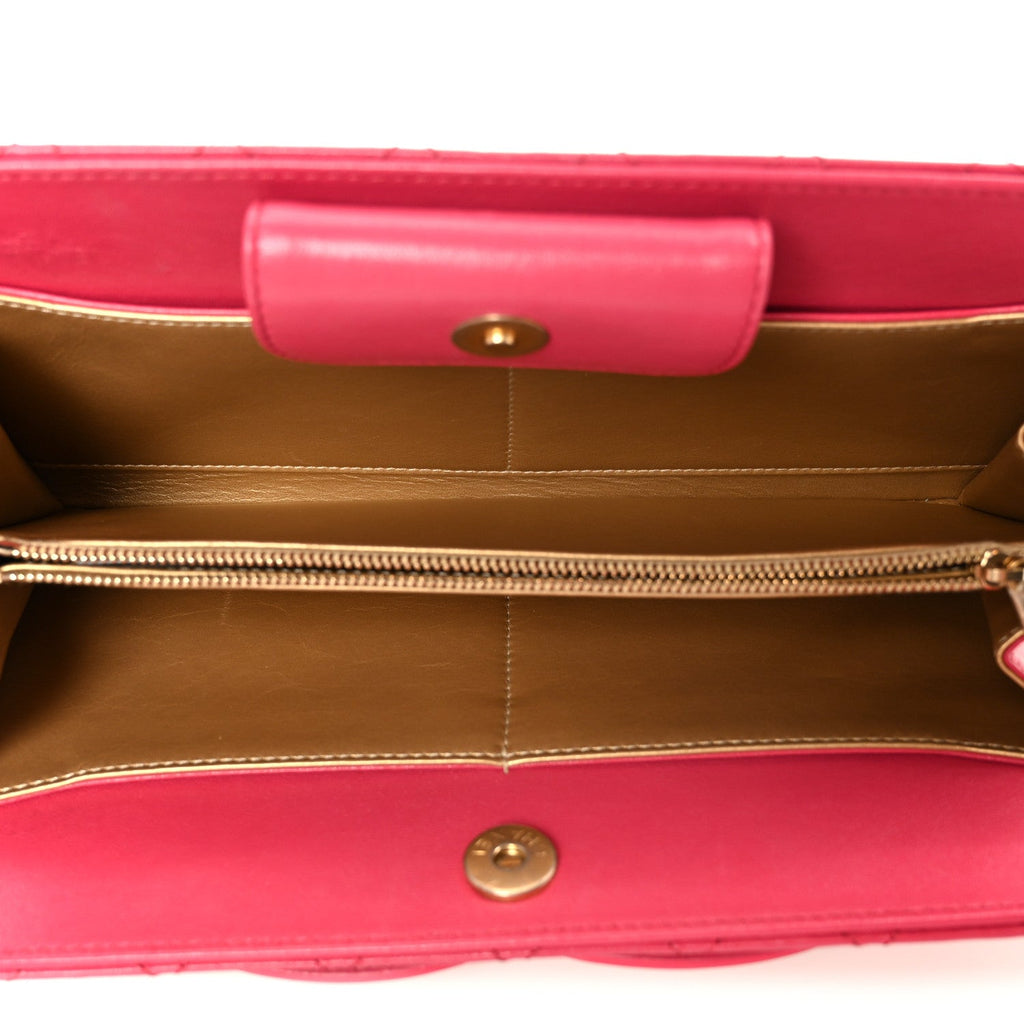Lambskin Quilted Coco Midnight Clutch Dark Pink