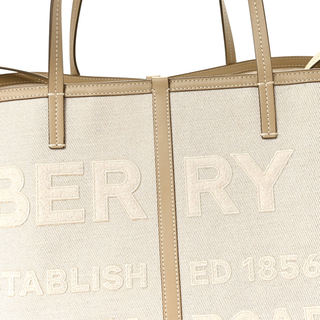 Cotton Canvas Mini Logo Horseferry Tote Bag Off White