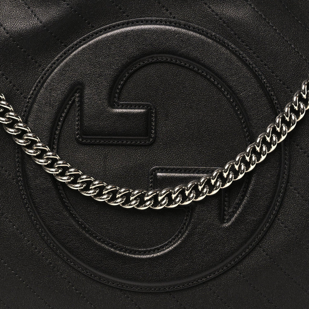 Sakai Be Green Calfskin Diagonal Stitched Medium Blondie Tote Black