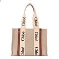 Cotton Calfskin Medium Woody Ribbon Tote White Brown
