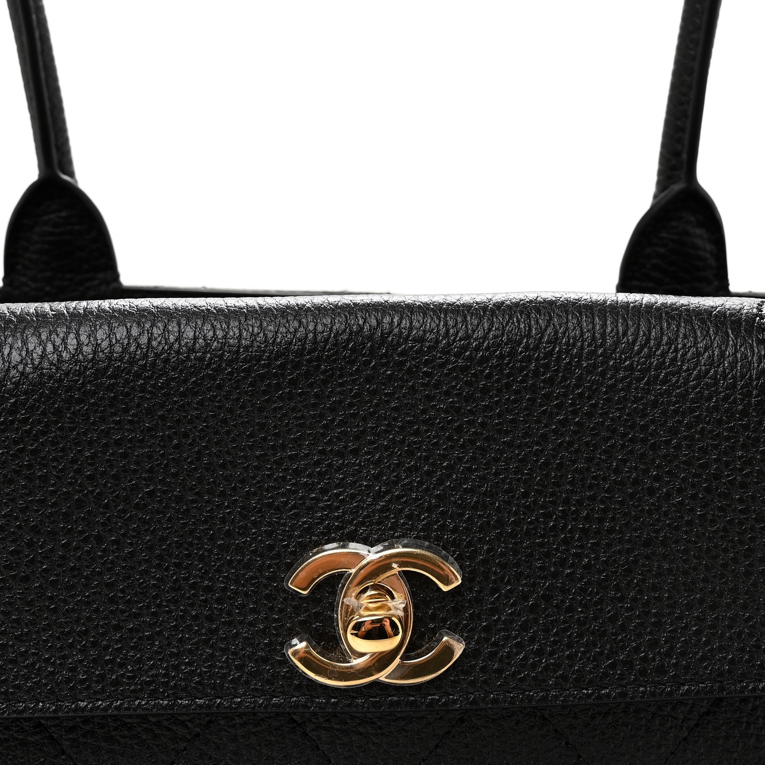 Grained Calfskin Stitched Urban Essentials Small Shopping Bag Black