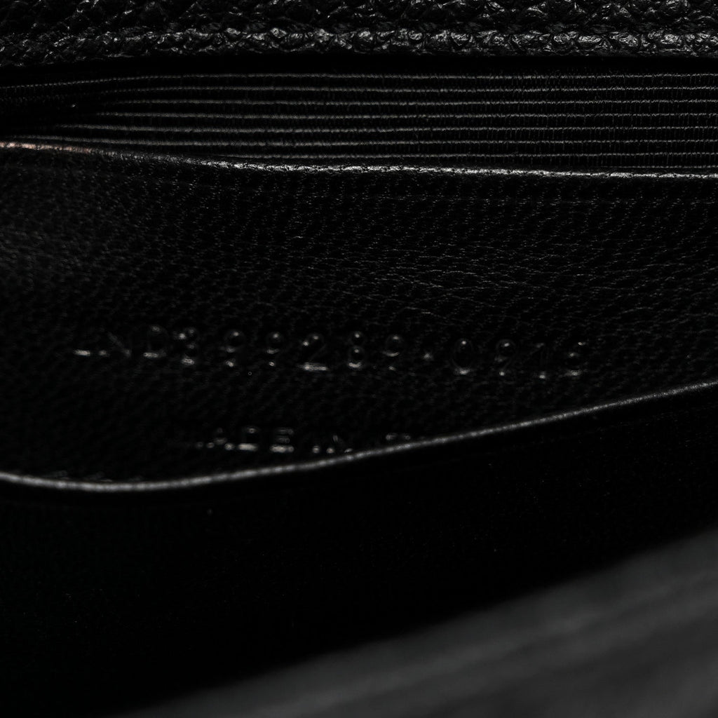 Grained Calfskin Matelasse Chevron Classic Monogram Baby Chain Bag Black