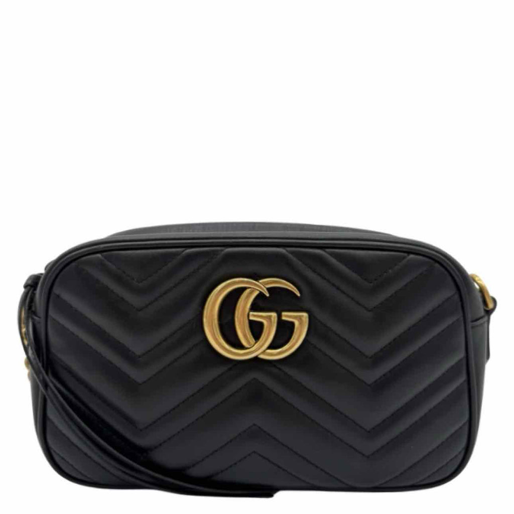 GUCCI Matelasse Chevron Marmont Small Crossbody Black
