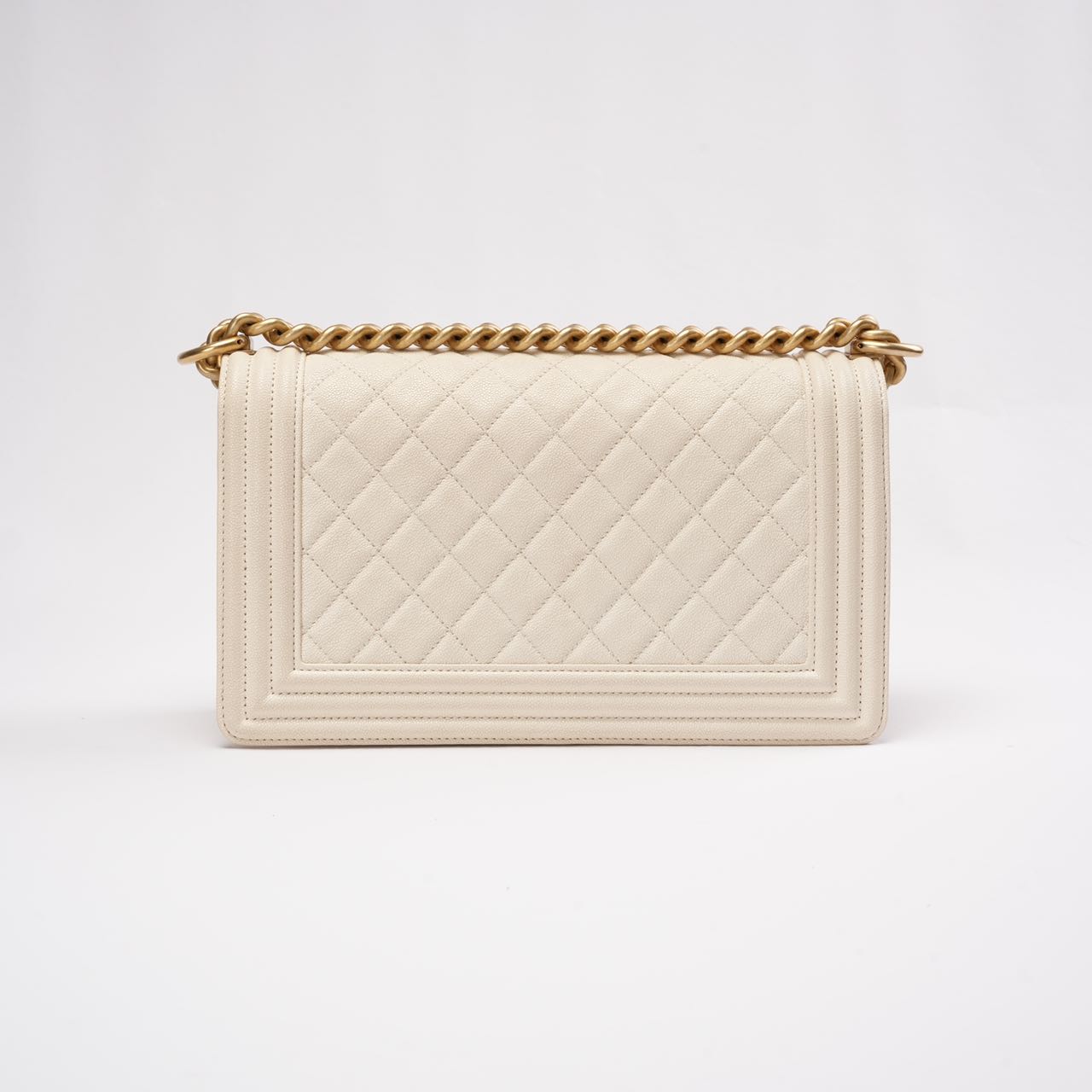 Chanel Medium Le Boy Bag Caviar White 2019
