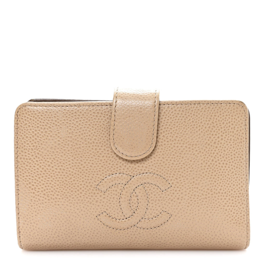 Caviar Timeless CC French Wallet Beige