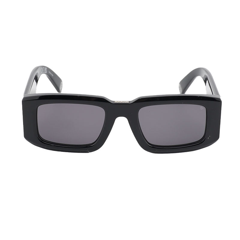 Philipp Plein Sunglasses Rectangle Full Rim, Shiny Black Frame and Smoke Lens SPP149V0700