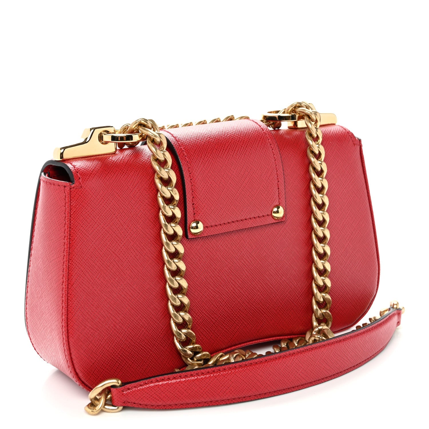 Saffiano Lux Sidonie Small Chain Crossbody Bag Fuoco