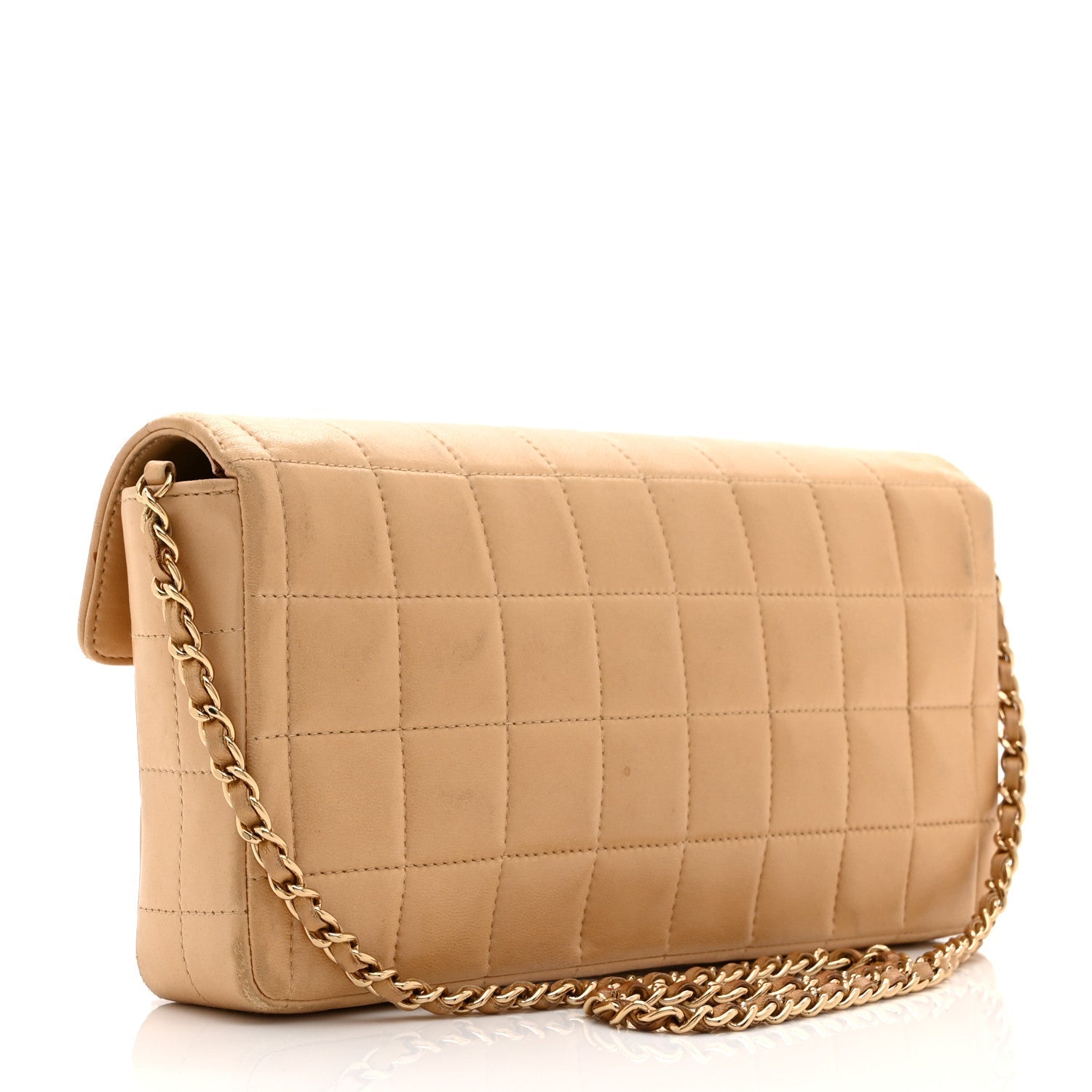 Lambskin East West Chocolate Bar Flap Beige