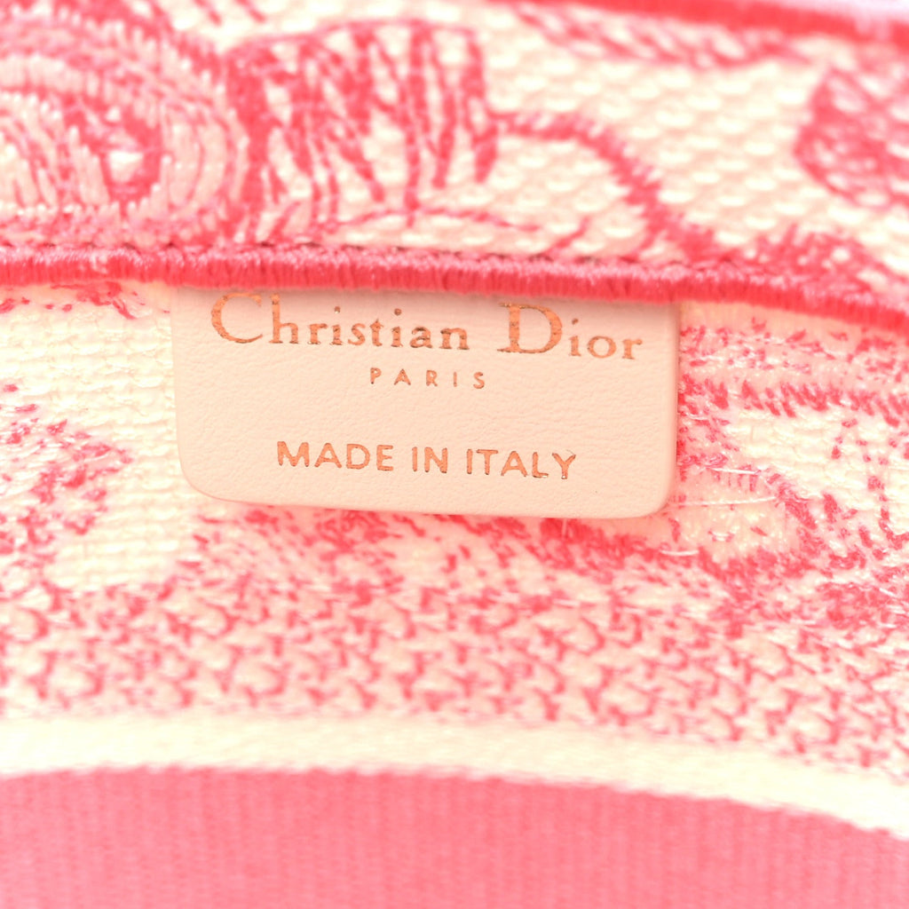Canvas Embroidered Dioriviera Toile De Jouy Panier Chapeau Tote Peony Pink