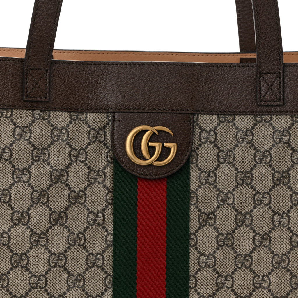 GG Supreme Monogram Web Ophidia Tote Brown
