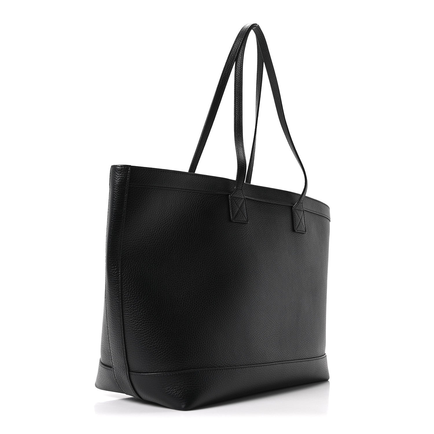 Grainy Calfskin Medium London Tote Bag Black