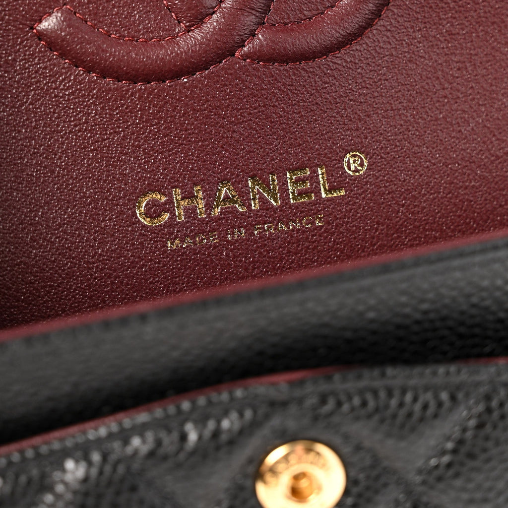 Caviar Quilted Small Double Flap Black
