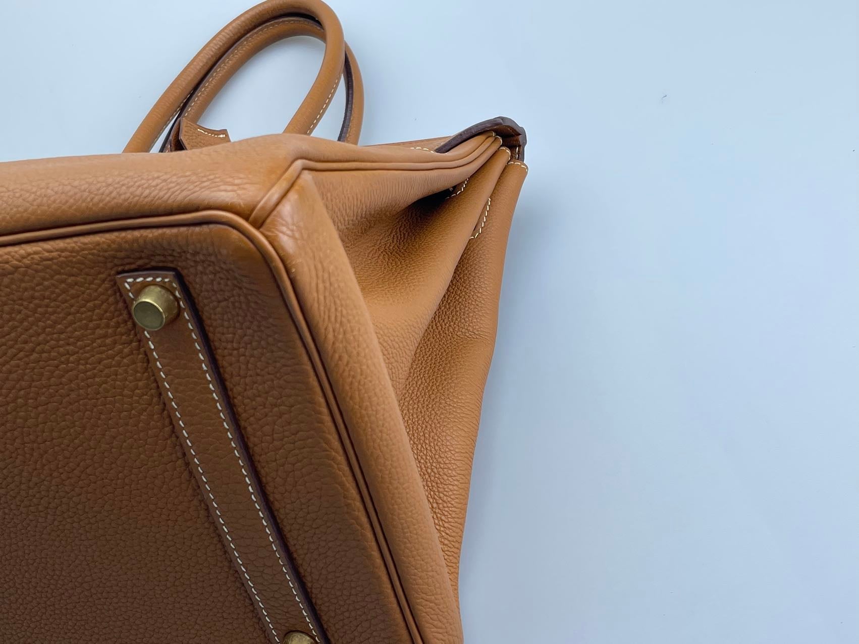 Hermes   Birkin 35 in gold vintage Togo leather