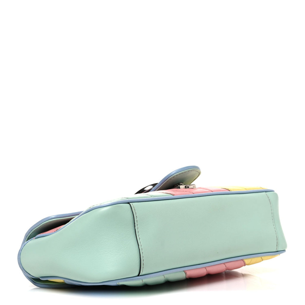 Calfskin Matelasse Diagonal Small GG Marmont Shoulder Bag Multicolor Pastel