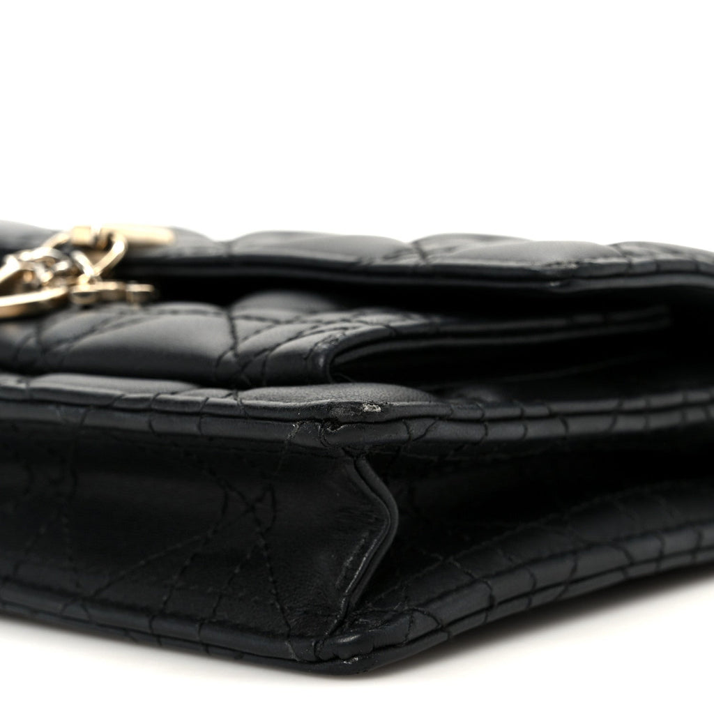 Lambskin Cannage Chain My Dior Daily Chain Pouch Black