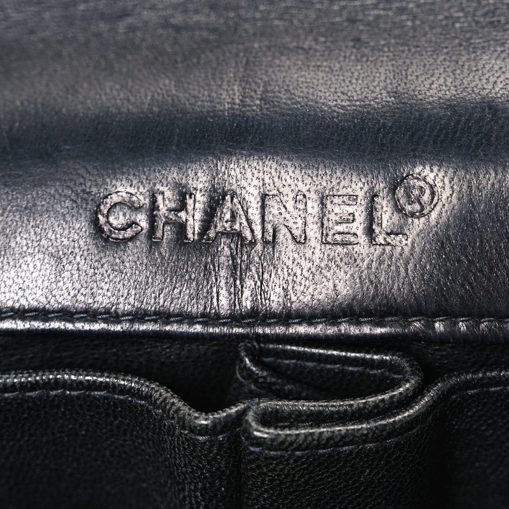Lambskin East West Chocolate Bar Flap Black