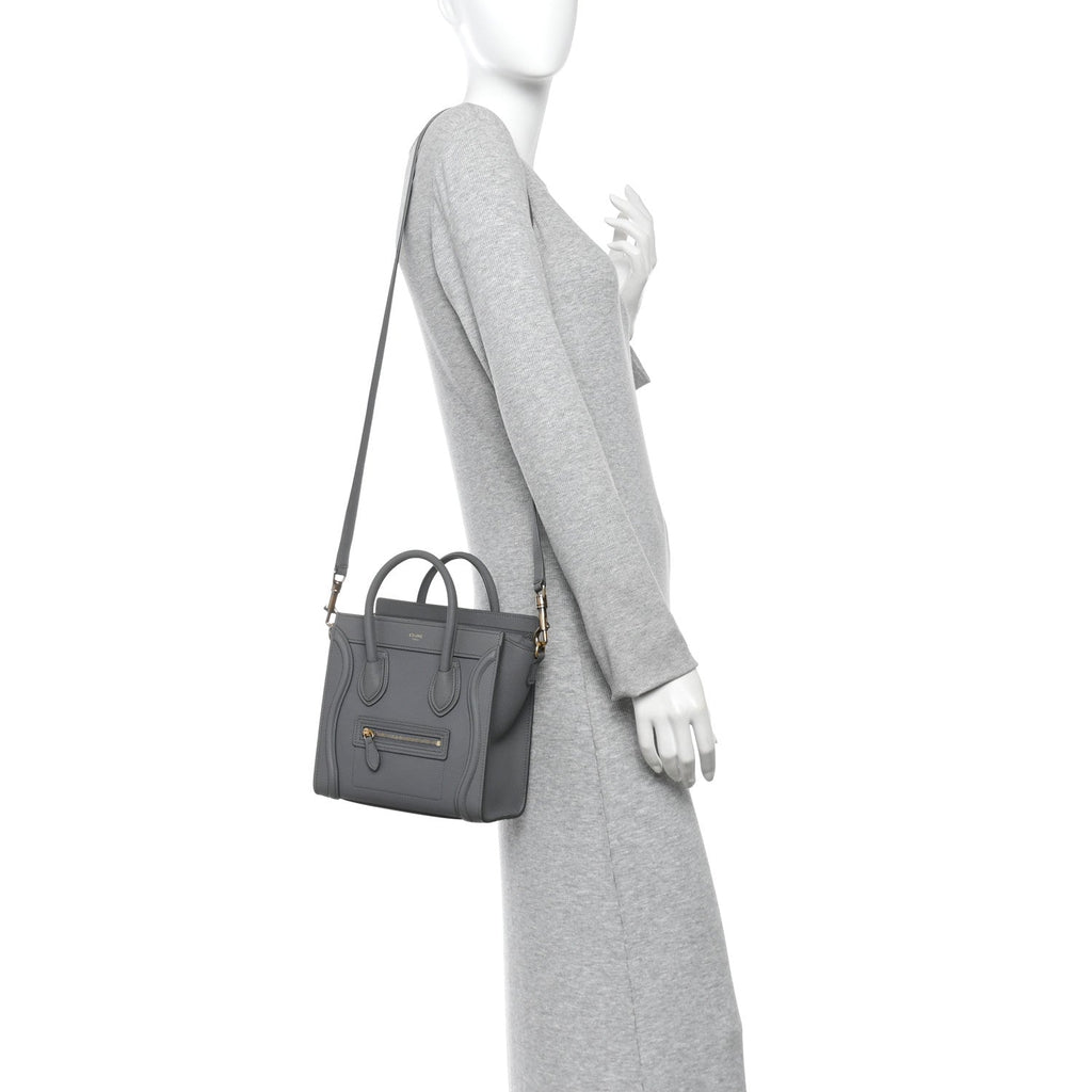 Drummed Calfskin Nano Luggage Kohl