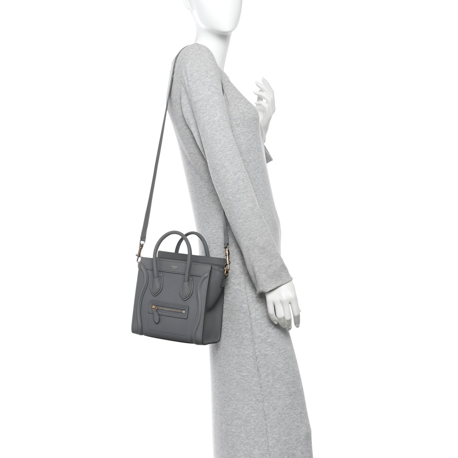 Drummed Calfskin Nano Luggage Kohl