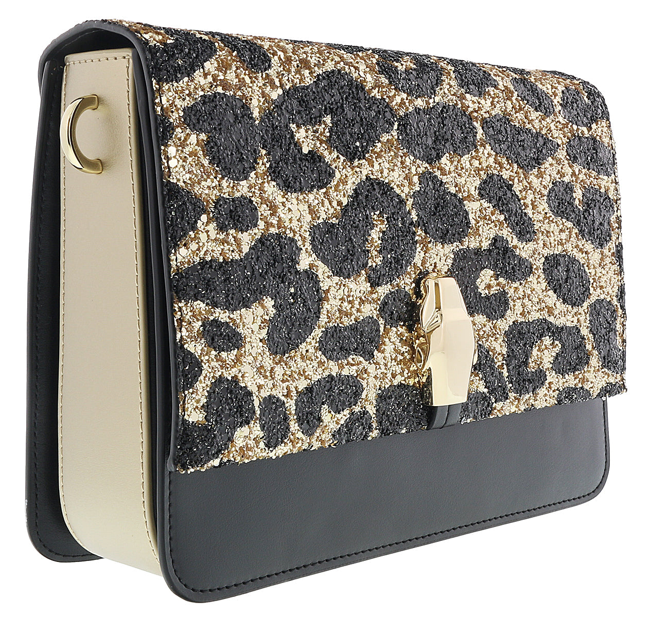 Class Roberto Cavalli Milano Rmx 00 Light Gold/Black Large Shoulder Bag