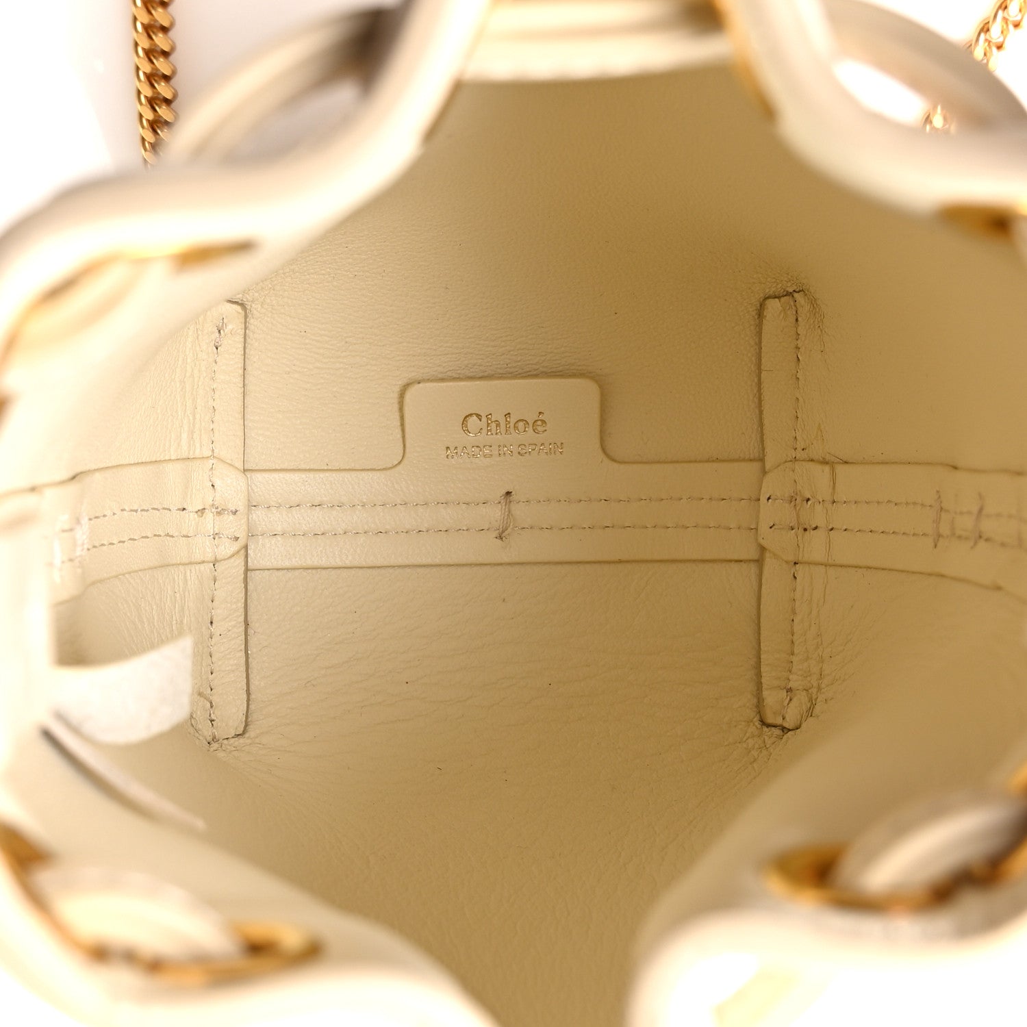 Grained Calfskin Micro Marcie Bucket Bag Misty Ivory