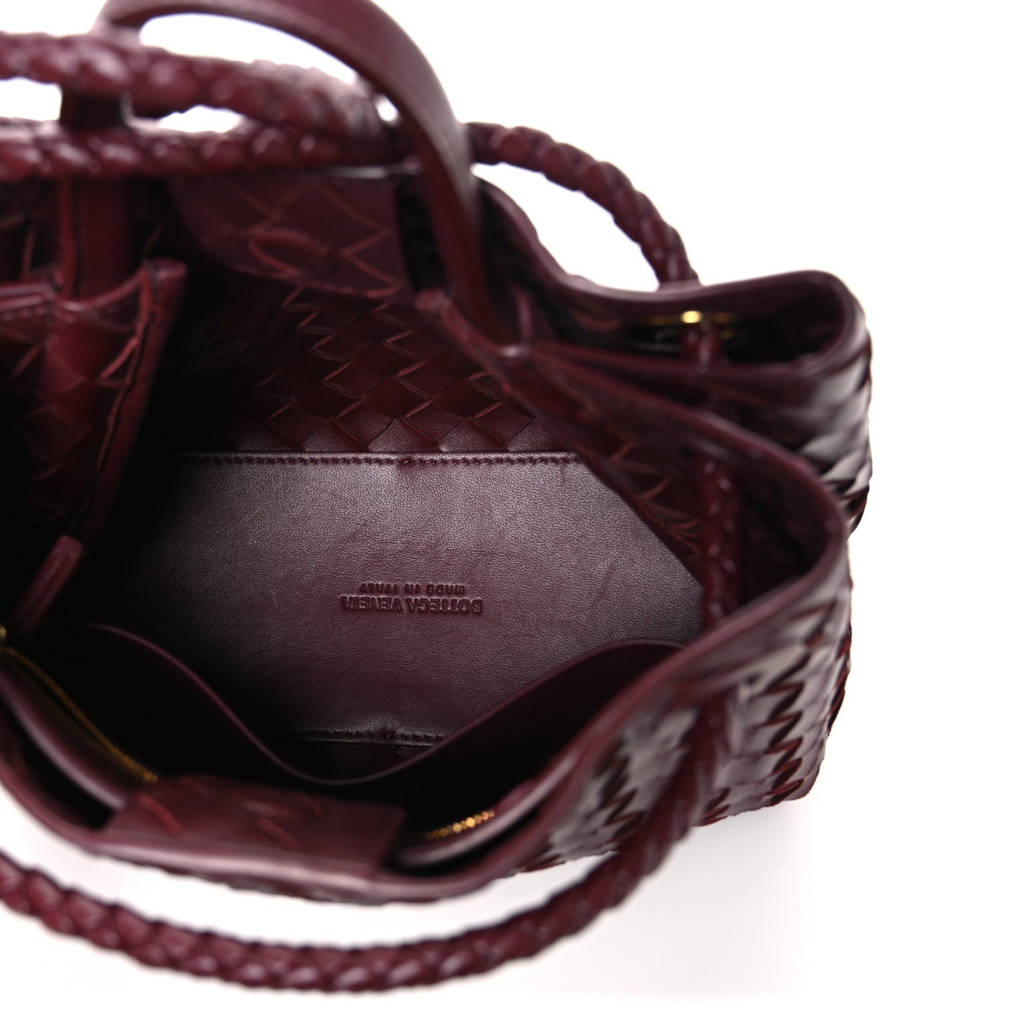 Nappa Intrecciato Small Andiamo Shoulder Bag Barolo