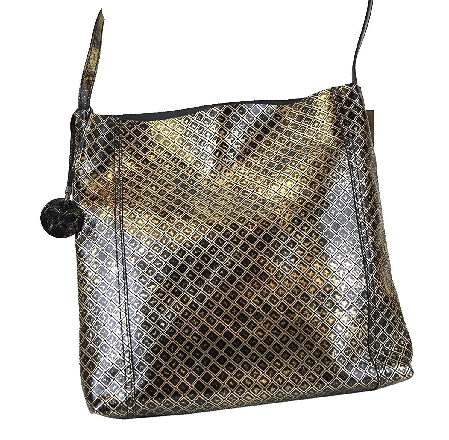 Bottega Veneta Gold / Black Leather Medium Intrecciomirage Messenger Bag