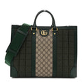 Monogram GG Mignon Textured Dollar Calfskin GG Supreme Monogram Quilted Mini GG Large Tote Bag Green Beige Ebony