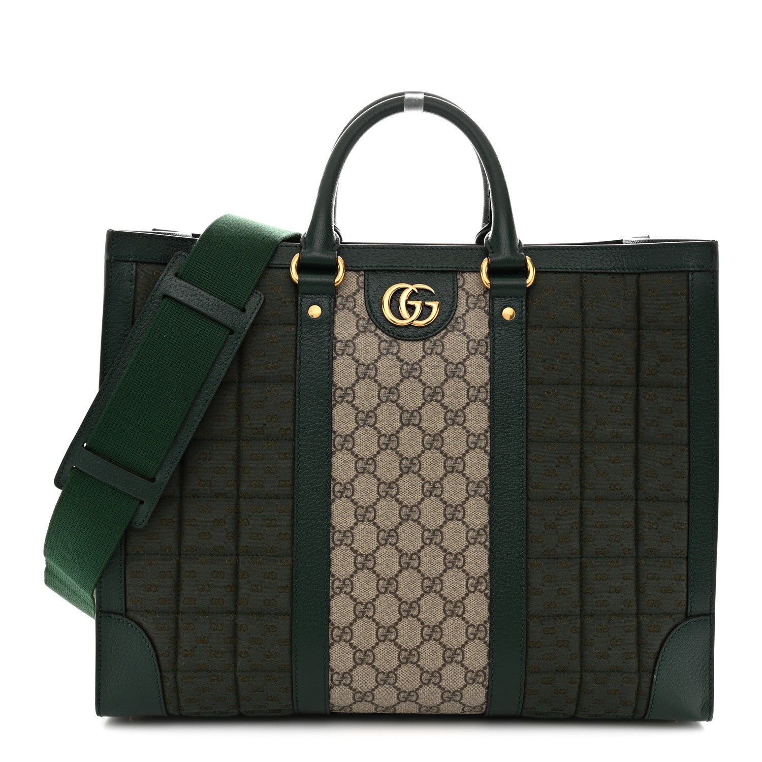 Monogram GG Mignon Textured Dollar Calfskin GG Supreme Monogram Quilted Mini GG Large Tote Bag Green Beige Ebony