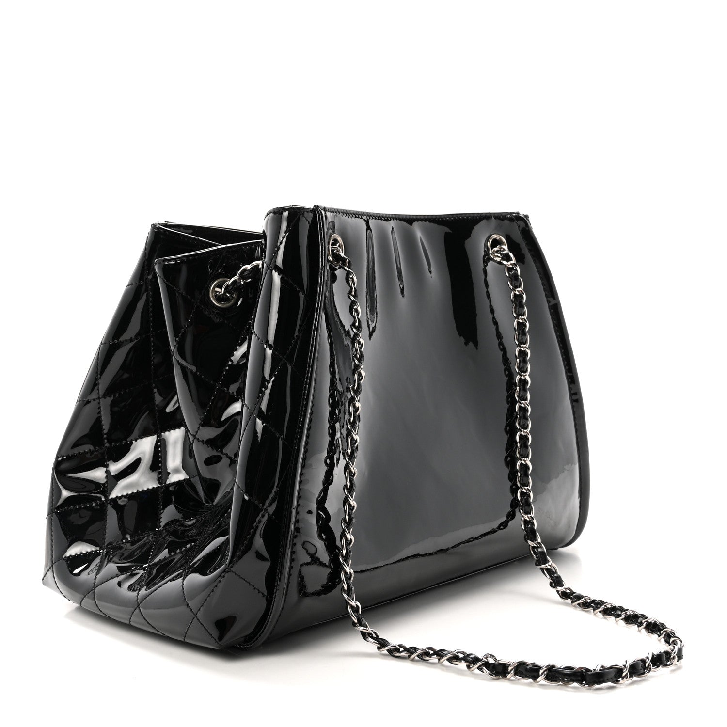 Vinyl Lipstick Ligne Accordion Tote Black