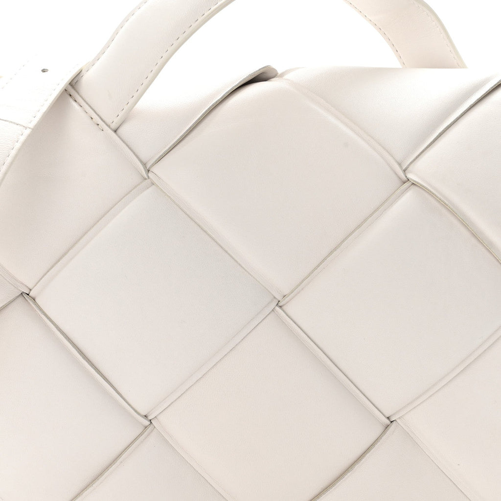 Nappa Intreccio Padded Top Handle Shoulder Bag White