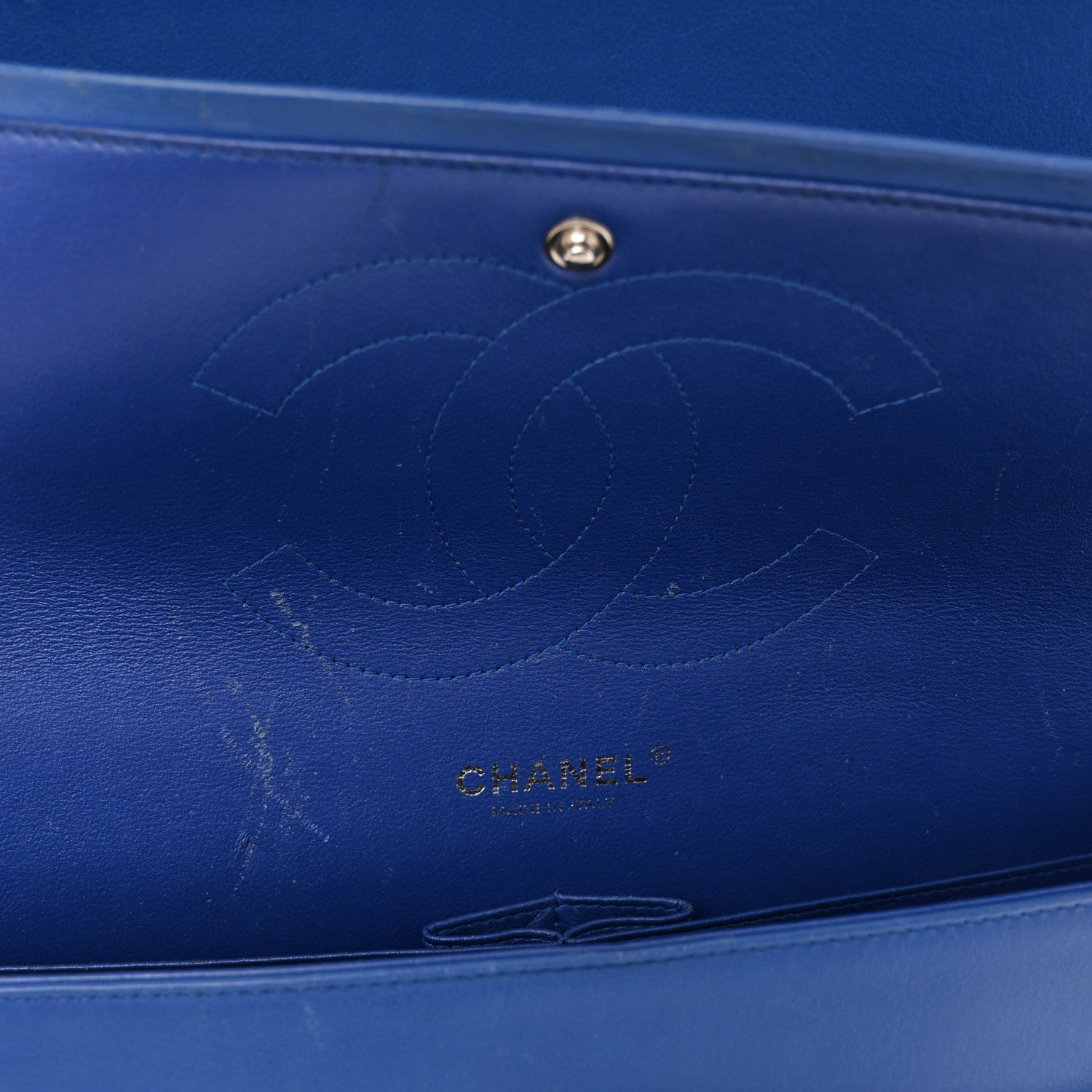 Patent Quilted Jumbo Double Flap Blue
