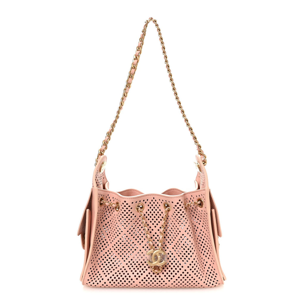 Perforated Calfskin Quilted Mini Chanel 25 Handbag Light Pink