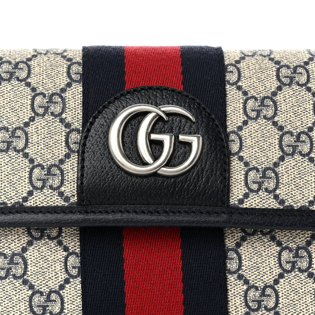 GG Supreme Monogram Web Small Ophidia Belt Bag 90 36 Beige Navy 90/36 Beige Navy