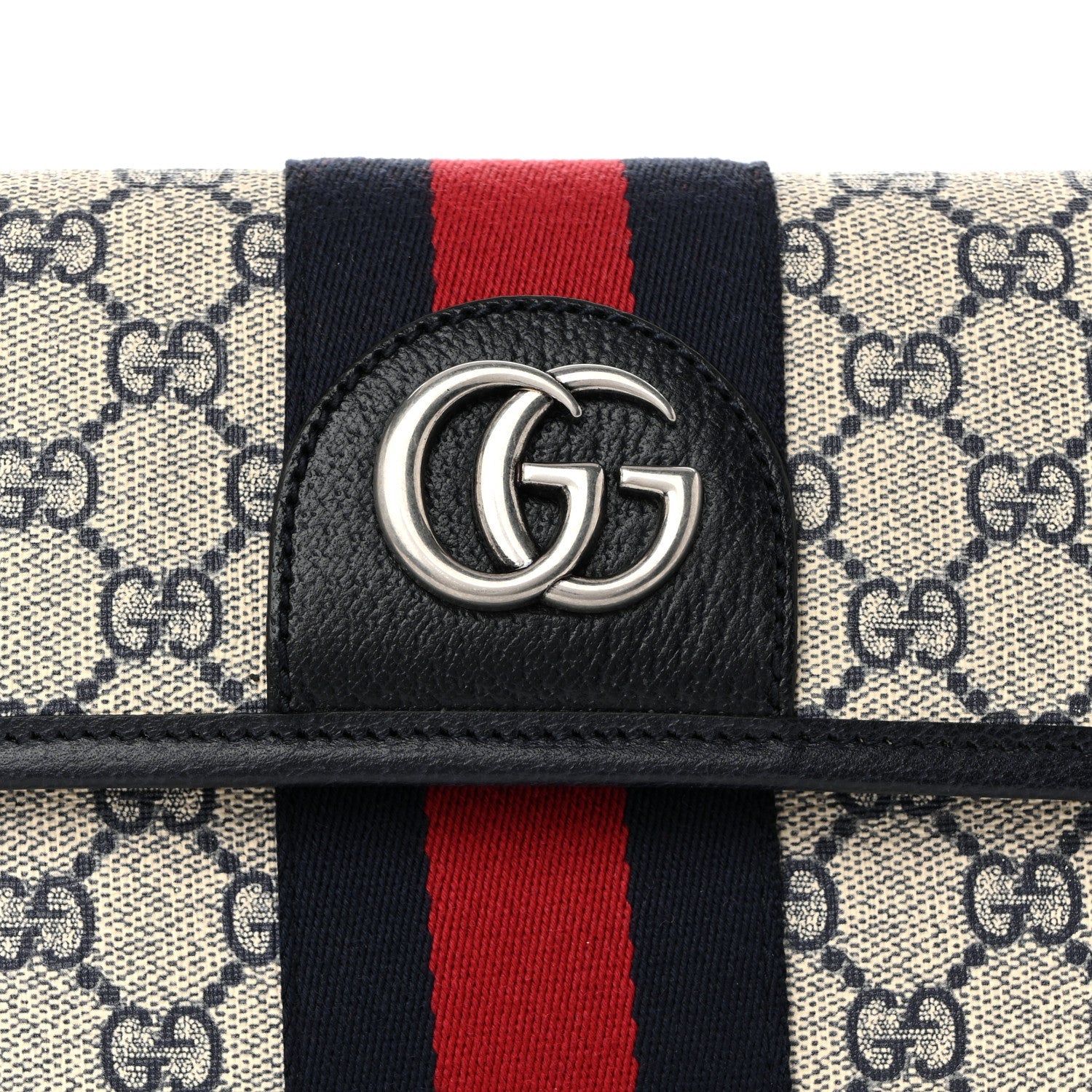 GG Supreme Monogram Web Small Ophidia Belt Bag 90 36 Beige Navy 90/36 Beige Navy