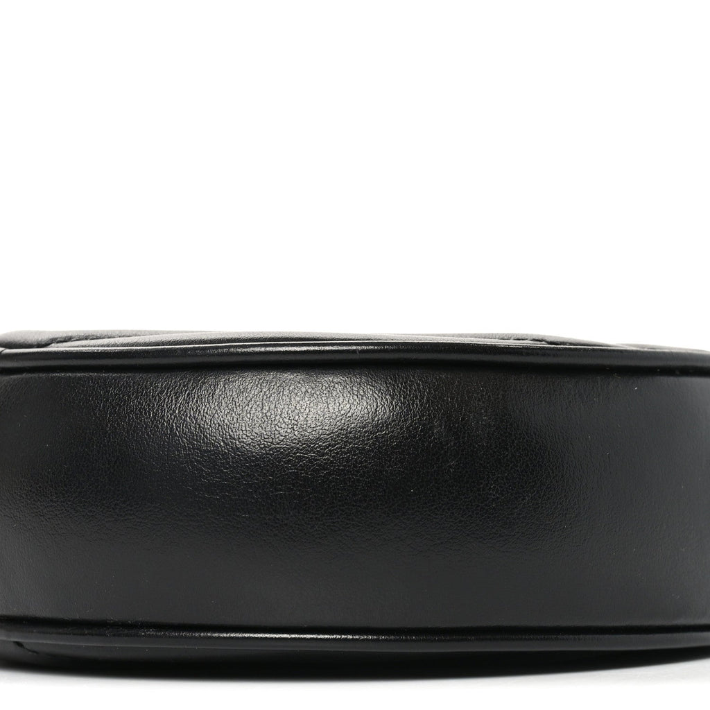 Calfskin Matelasse Chevron Round Vinyle Camera Bag Black