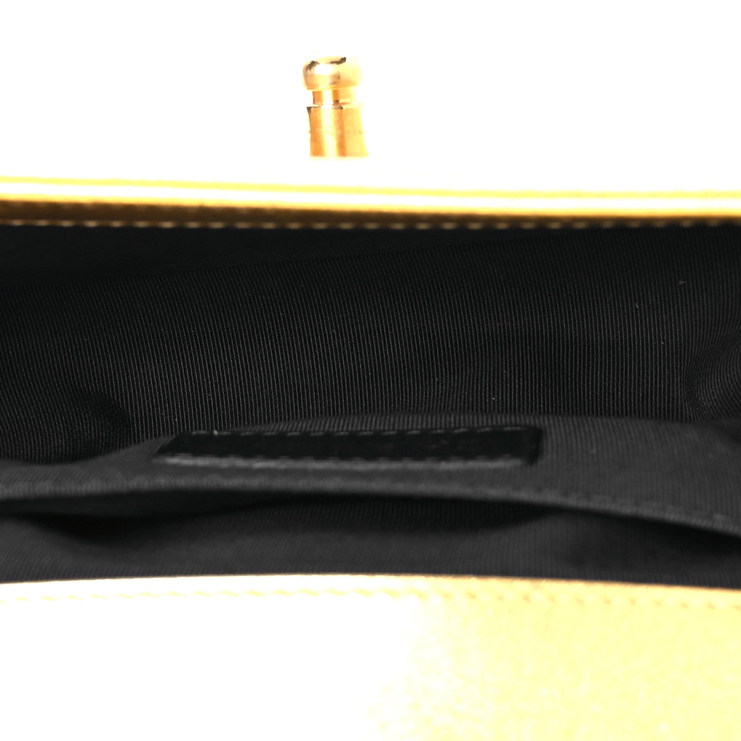Metallic Lambskin Embossed Small Cube Boy Flap Gold
