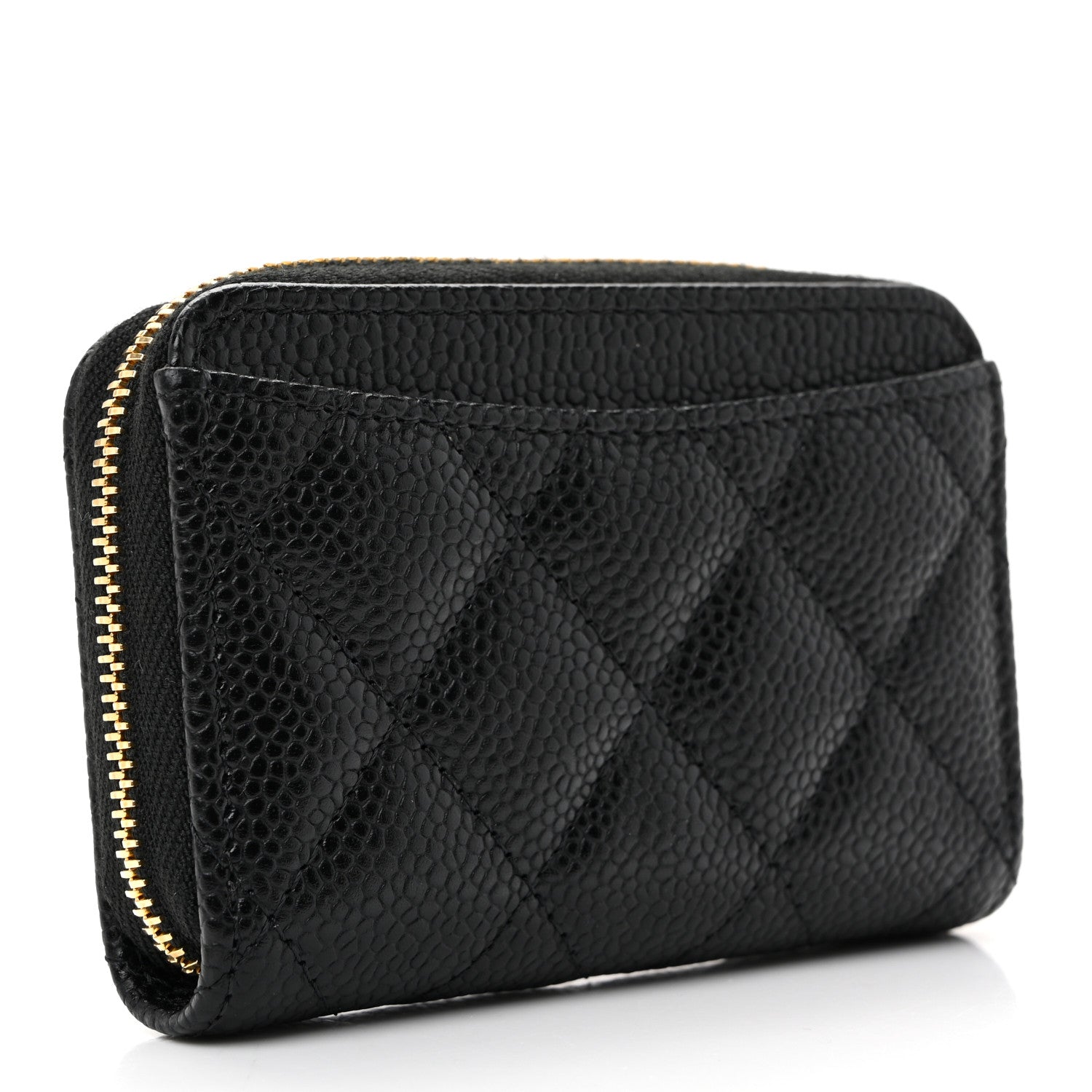 Caviar Quilted Zip Coin Purse Black