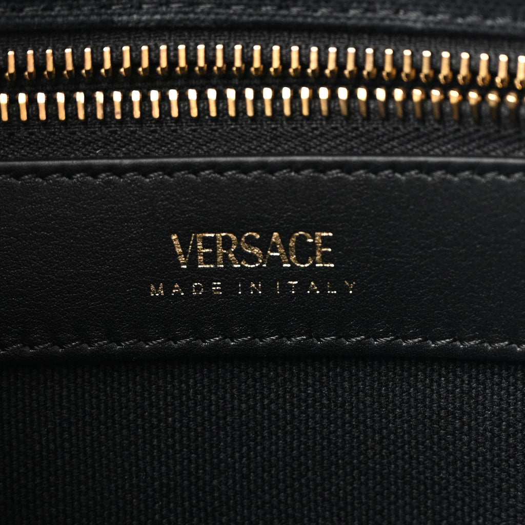 Canvas Studded Small Logo Tote Bag Black