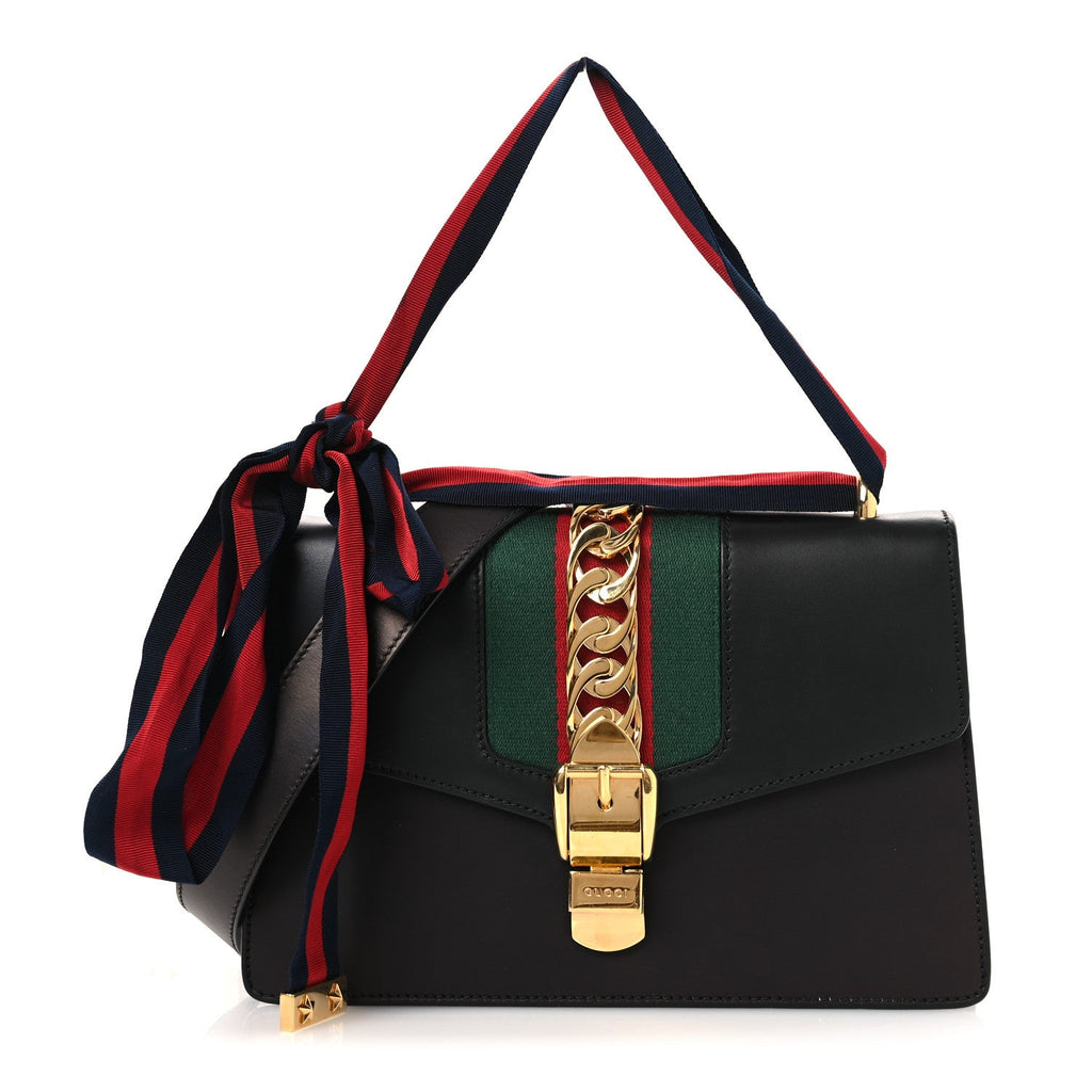 Calfskin Small Sylvie Shoulder Bag Black