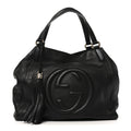 Pebbled Calfskin Medium Soho Chain Shoulder Bag Black