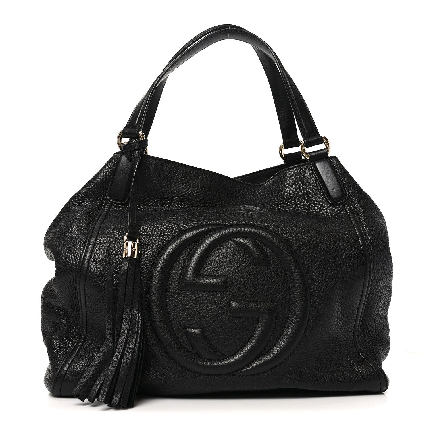 Pebbled Calfskin Medium Soho Chain Shoulder Bag Black