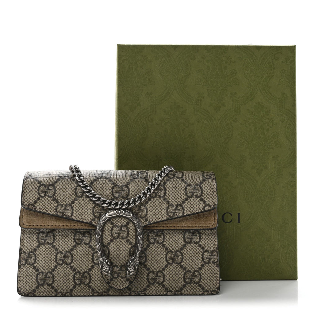 GG Supreme Monogram Super Mini Dionysus Shoulder Bag Taupe